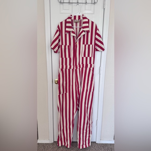 Big Bud Press Pants - Big Bud Press Red and Cream Jumpsuit